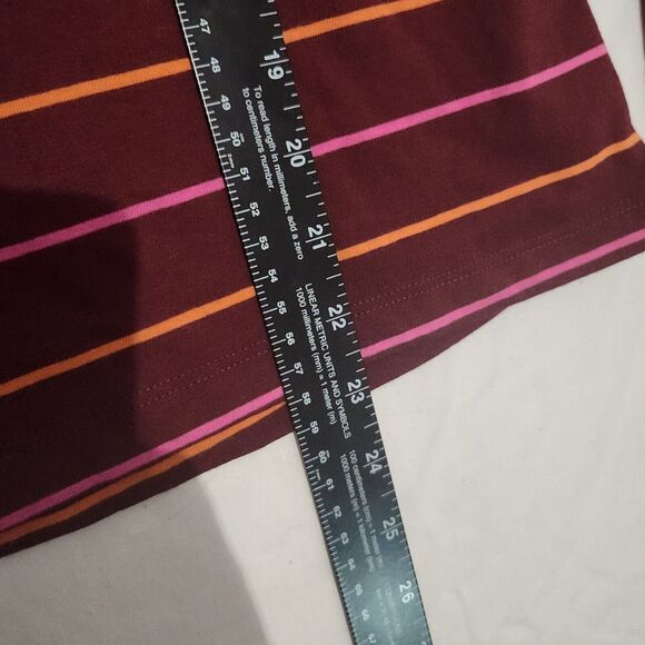 a new day T Shirt Striped Long Sleeve Burgundy Basic Women's Size Large - Picture 3 of 5